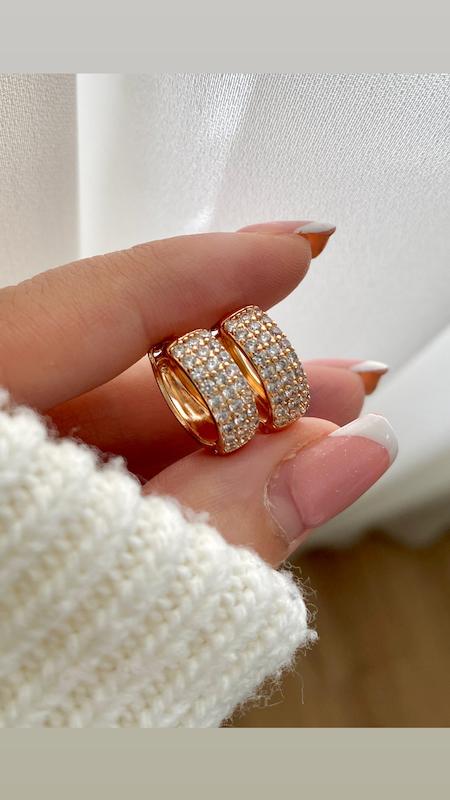 گوشواره حلقه فول نگین ژوپینگ 