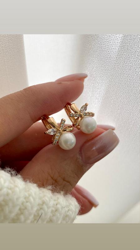 گوشواره مروارید پاپیون ژوپینگ 