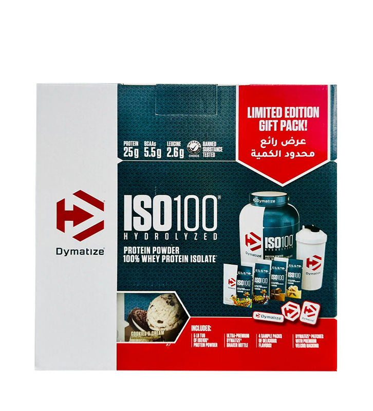 پک پروتئین وی ایزوله +شیکر و هدیه دایماتیز ISO100 DYMATIZE