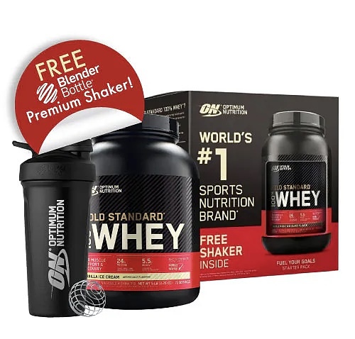 پک پروتئین وی گلد+شیکر استیل اوپتیموم نوتریشن  WHEY PROTEIN(ON)OPTIMUM NUTRITION