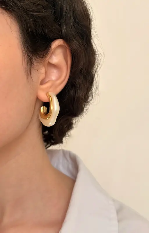 گوشواره حلقه ای دفرمه مروارید(کد5005)