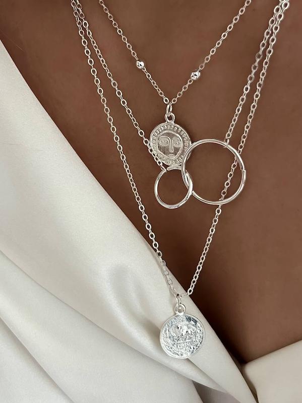 گردنبند سکه ای سه لاین متصل