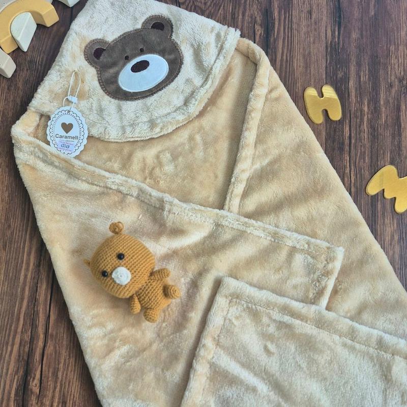 پتو کلاه دار پولیشی عروسکی مدل تدی کد 45149