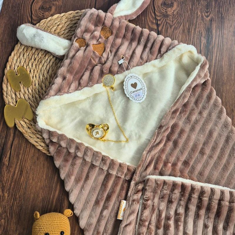 پتو کلاه دار کارامل پشت کبریتی کد 45160