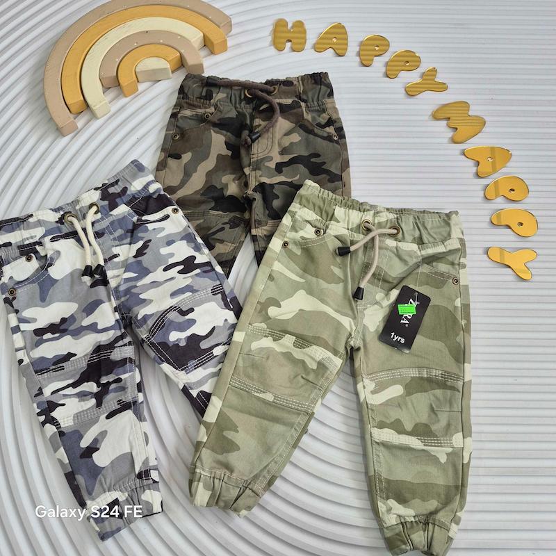 شلوار کتان ارتشی پاچه کش 9-18 ماه کد 13131