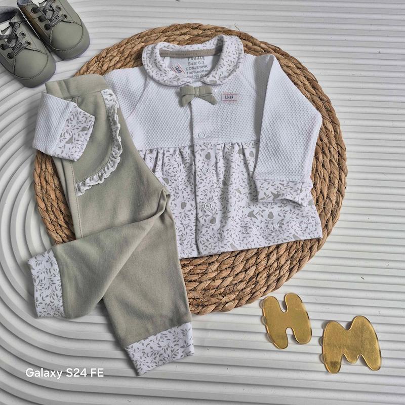 ست شومیز وشلوار 0-9 ماه مدل گنجشک کد 12469