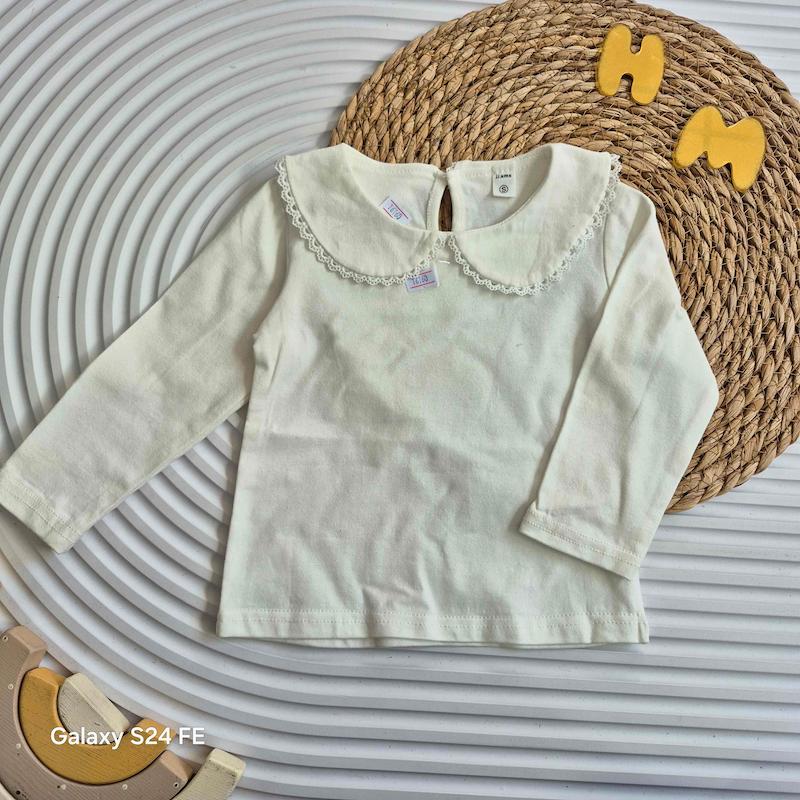 بلوز سفید وارداتی یقه ب ب 9-36 ماه کد 16160