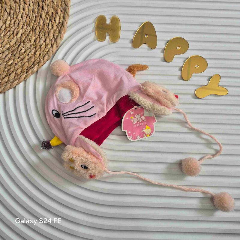 کلاه پاييزه طرح موش صورتی کد 15106