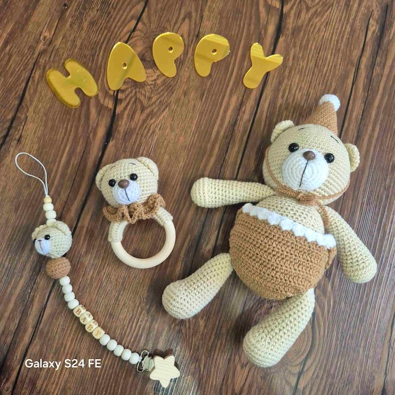 ست 3 تکه عروسک بافت طرح خرس 2 کد 74742