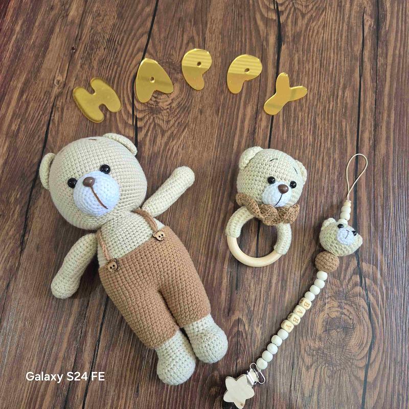 ست 3 تکه عروسک بافت طرح خرس کد 74742
