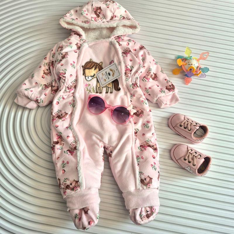 سرهمی مخمل لاینر دار مدل تک شاخ 0-1 سال کد 14637