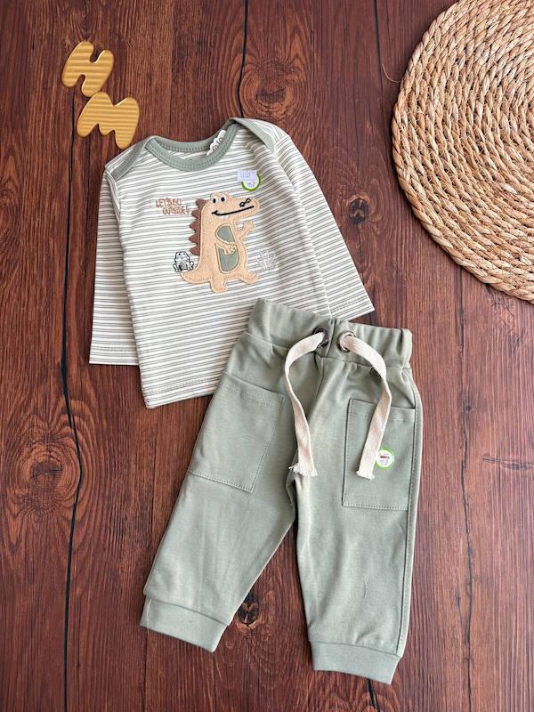 ست بلوز شلوار کوکالو مدل دایناسور 0-12 ماه کد 18107