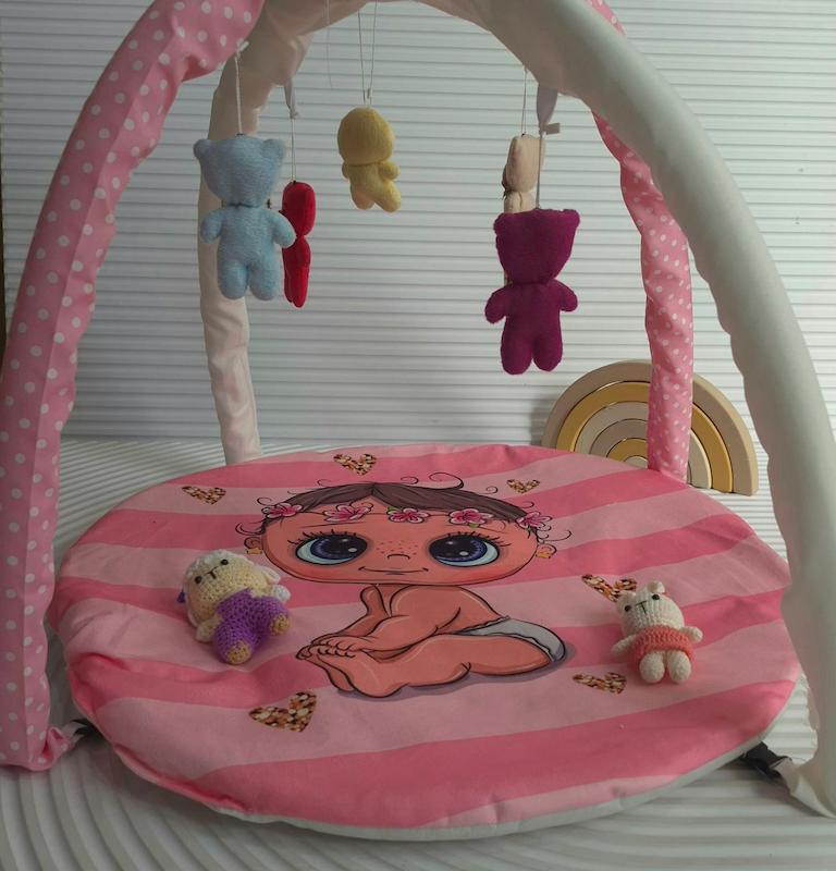 تشک بازی مخمل مدل بی بی صورتی کد 42110