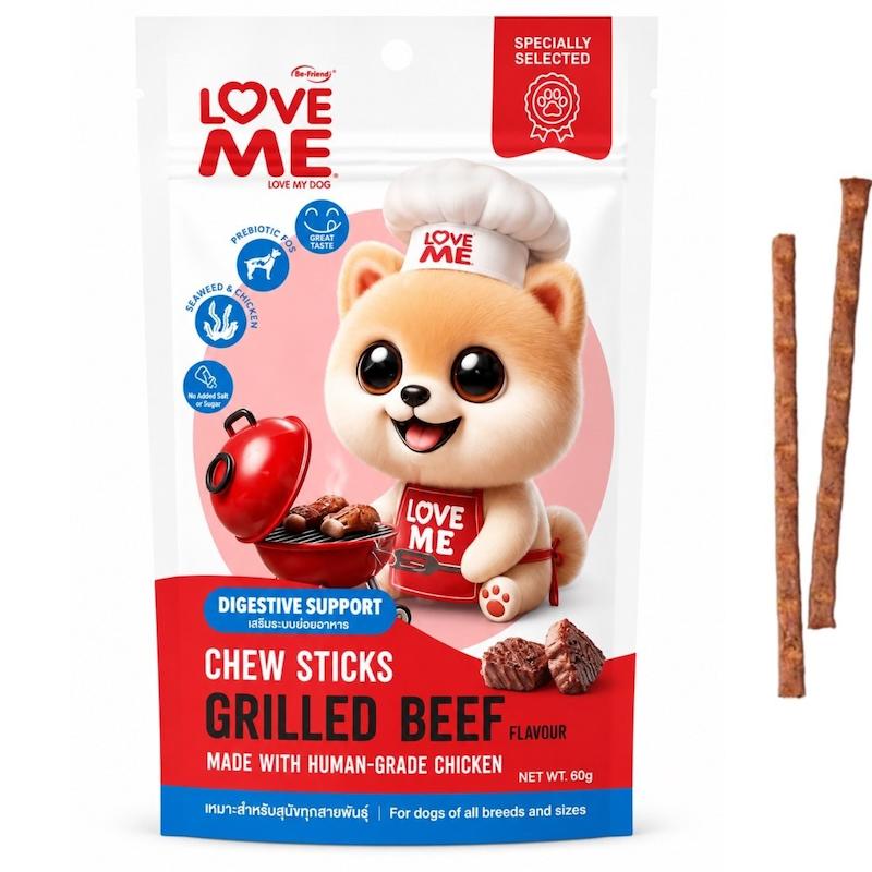 تشویقی سگ لاومی طعم گوشت گریل شده Love Me Grilled Beef وزن 60 گرم