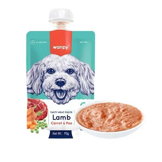 پودینگ سگ ونپی طعم بره حاوی هویج و نخودفرنگی وزن 90 گرم Wanpy Dog Tasty Meat Paste Lamb