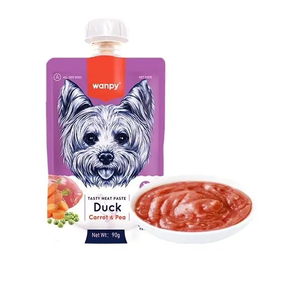 پودینگ سگ ونپی طعم اردک حاوی هویج و نخودفرنگی وزن 90 گرم Wanpy Dog Tasty Meat Paste Duck
