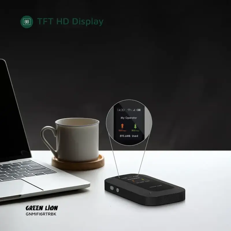 مودم روتر قابل حمل گرین لاین، Portable MiFi Router، روتر همراه Wi-Fi 6، مودم LTE قابل حمل، روتر 4G LTE، مودم سیم‌کارتی برای سفر، Wi-Fi همراهGNMIFI6RTRBK با گارانتی