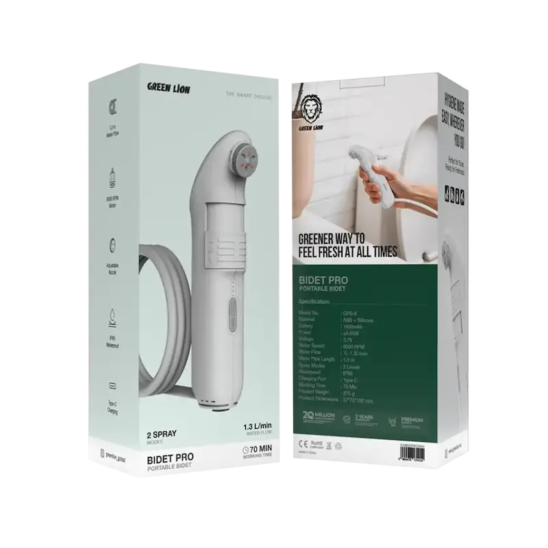 بیده پرتابل گرین لاین، Green Lion Bidet Pro, GNBIDPROWH، بیده قابل حمل، بیده همراه برای سفر، تجهیزات بهداشتی شخصیGNBIDPROWH با گارانتی