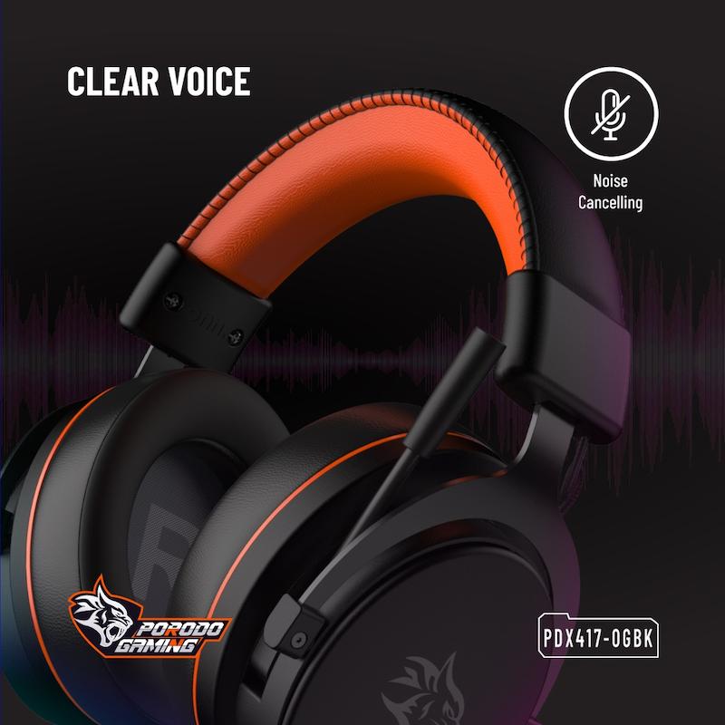هدفون گیمینگ پرودو، Porodo PDX417 RGB Gaming Headphones، هدفون بازی مشکی، هدفون حرفه‌ای گیمینگ، RGB Gaming Headset