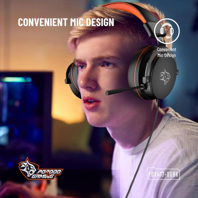 هدفون گیمینگ پرودو، Porodo PDX417 RGB Gaming Headphones، هدفون بازی مشکی، هدفون حرفه‌ای گیمینگ، RGB Gaming Headset