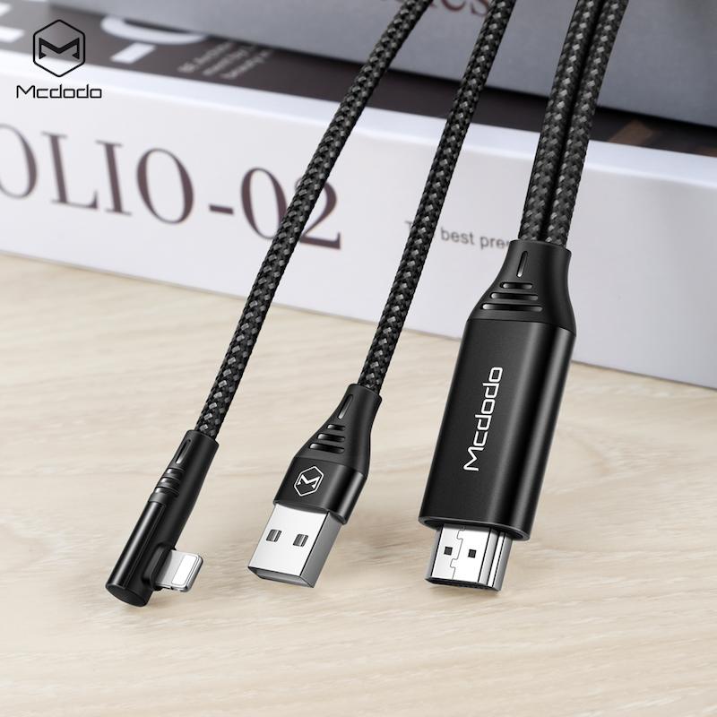کابل Lightning به HDMI مک‌دودو، Mcdodo CA-6400، کابل انتقال تصویر آیفون به تلویزیون، کابل HDMI برای iPhone و iPad، کابل 4K Lightning HD، کابل با روکش کنفی مک‌دودو 