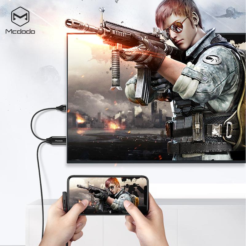 کابل Lightning به HDMI مک‌دودو، Mcdodo CA-6400، کابل انتقال تصویر آیفون به تلویزیون، کابل HDMI برای iPhone و iPad، کابل 4K Lightning HD، کابل با روکش کنفی مک‌دودو 