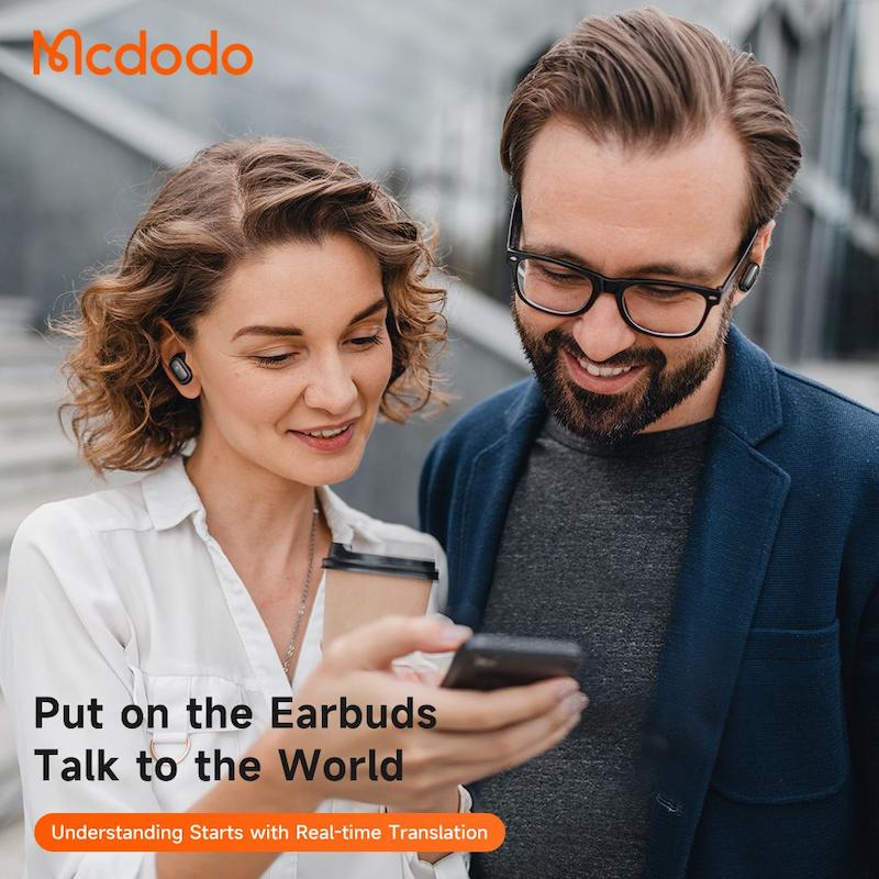 مترجم هوشمند بلوتوثی مک‌دودو، Mcdodo HP-822 AI Real-Time Translator, هدفون TWS با ترجمه زنده، هدفون بی‌سیم ترجمه‌گر، ترجمه هم‌زمان AI، Handsfree با ترجمه زنده نقره ای با گارانتی