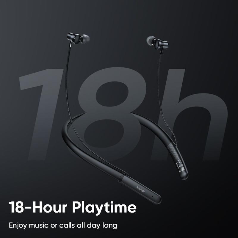 هندزفری بلوتوث گردنی مک‌دودو، Mcdodo HP-021, هندزفری Neckband Bluetooth, هدفون بی‌سیم گردنی، هندزفری با عمر باتری بالا، هدفون برای تماس و موسیقی با گارانتی