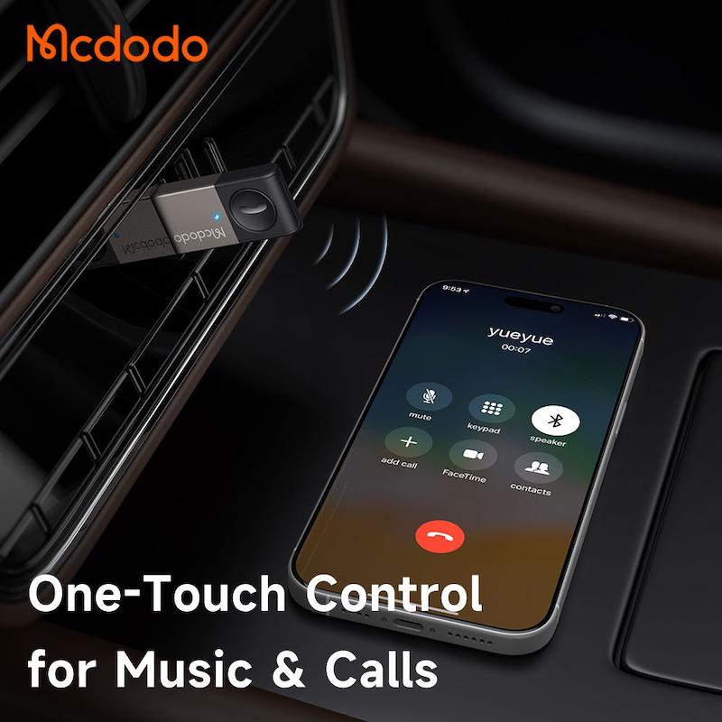 آداپتور بی‌سیم خودرو مک‌دودو،Mcdodo Wireless Car Adapter OT-825، تبدیل بلوتوث خودرو، بلوتوث خودرو Mcdodo، پخش موسیقی بی‌سیم در ماشین، آداپتور بلوتوث دار ماشین با گارانتی