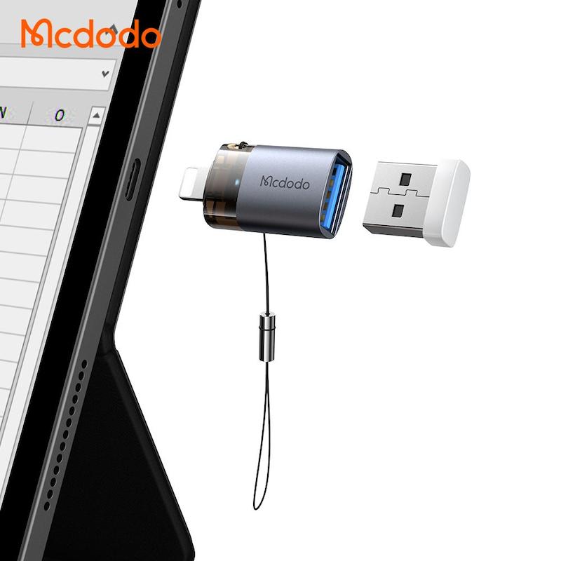 مبدل USB به Lightning مک‌دودو، Mcdodo OT-739 OTG Converter، تبدیل USB به Lightning OTG، اتصال فلش به آیفون، تبدیل OTG برای آیفون و آیپد، مبدل USB به آیفون با گارانتی