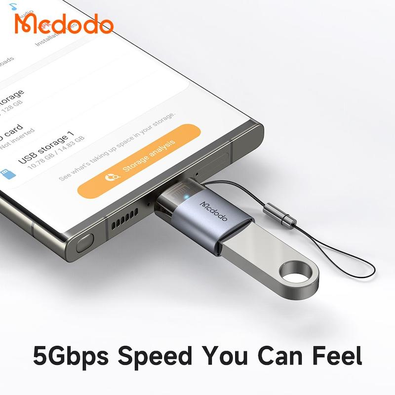 مبدل OTG مک‌دودو، Mcdodo OT-740, مبدل USB-A به USB-C، OTG USB A to USB C Converter، اتصال فلش به موبایل، تبدیل USB-C به USB-A، مبدل USB کاربردی با گارانتی