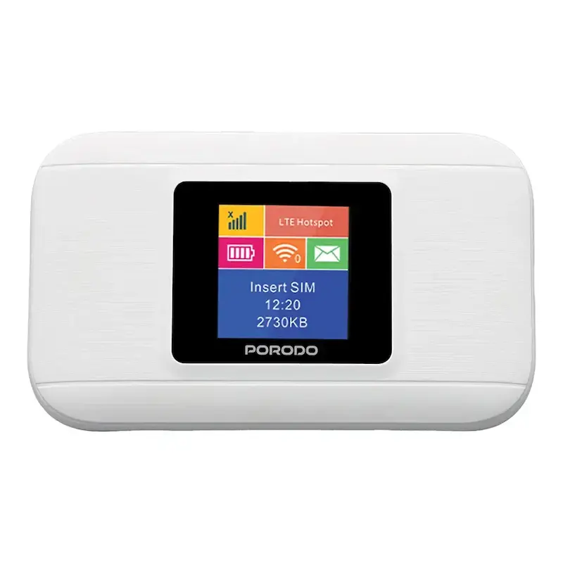 مودم سیم کارتی پورودو، مودم 4G LTE قابل حمل، Porodo NexFi PDM603WH، مودم جیبی 4G، مودم همراه وای فای، مودم سیم کارت خور، مودم قابل حمل 10 کاربره، مودم وای فای مسافرتی، خرید مودم LTE، مودم WiFi 6 پورودو با گارانتی