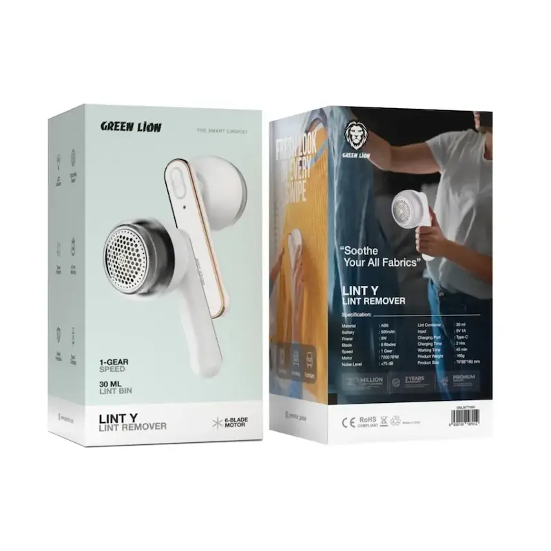 پرزگیر گرین لاین، پرزگیر لباس شارژی، Green Lion Lint Y، دستگاه پرزگیر لباس، پرزگیر USB-C، پرزگیر مبل و پتو، خرید پرزگیر شارژی، پرزگیر لباس حرفه‌ای، پرزگیر پارچه، GNLINTYWH