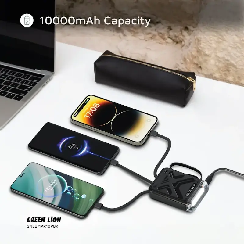 پاوربانک گرین لاین لوما 10000 به همراه چراغ قوه مدل GNLUMPR10PBK با گارانتی