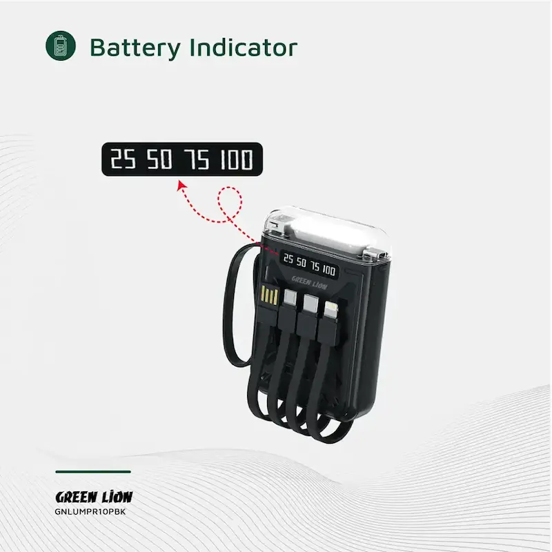 پاوربانک گرین لاین لوما 10000 به همراه چراغ قوه مدل GNLUMPR10PBK با گارانتی
