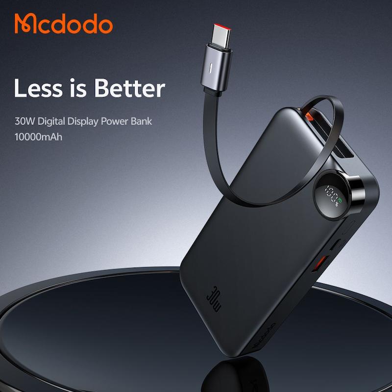 پاوربانک 30 وات ظرفیت 10000 مک دودو مدل MCDODO MC-3870 بهمراه کابل شارژ با گارانتی