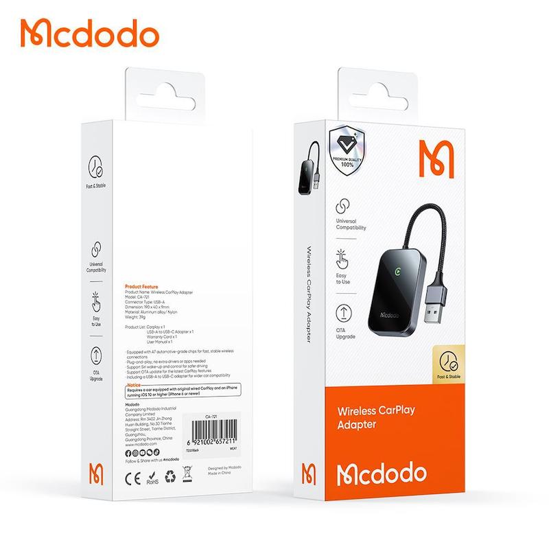 دانگل کارپلی اپل برند مک دودو مدل MCDODO CA-7210 مختص خودرو (جعبه باز)