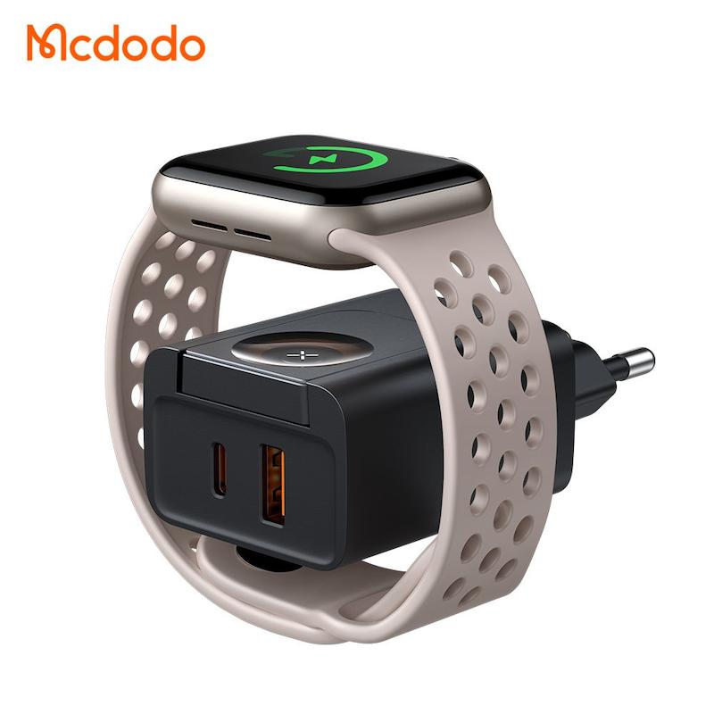 آداپتور شارژ 2پورت 30وات+شارژر وایرلس اپل واچ مک دودو مدل MCDODO CH-3700