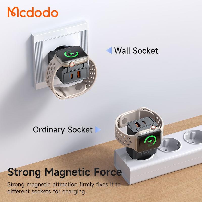 آداپتور شارژ 2پورت 30وات+شارژر وایرلس اپل واچ مک دودو مدل MCDODO CH-3700
