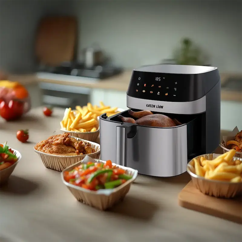 سرخ کن بدون روغن لوکس 8 لیتری گرین GNDELAIR8LBK   Green Lion Deluxe Air Fryer LED Touch Screen 8L  ایر فرایر  با گارانتی