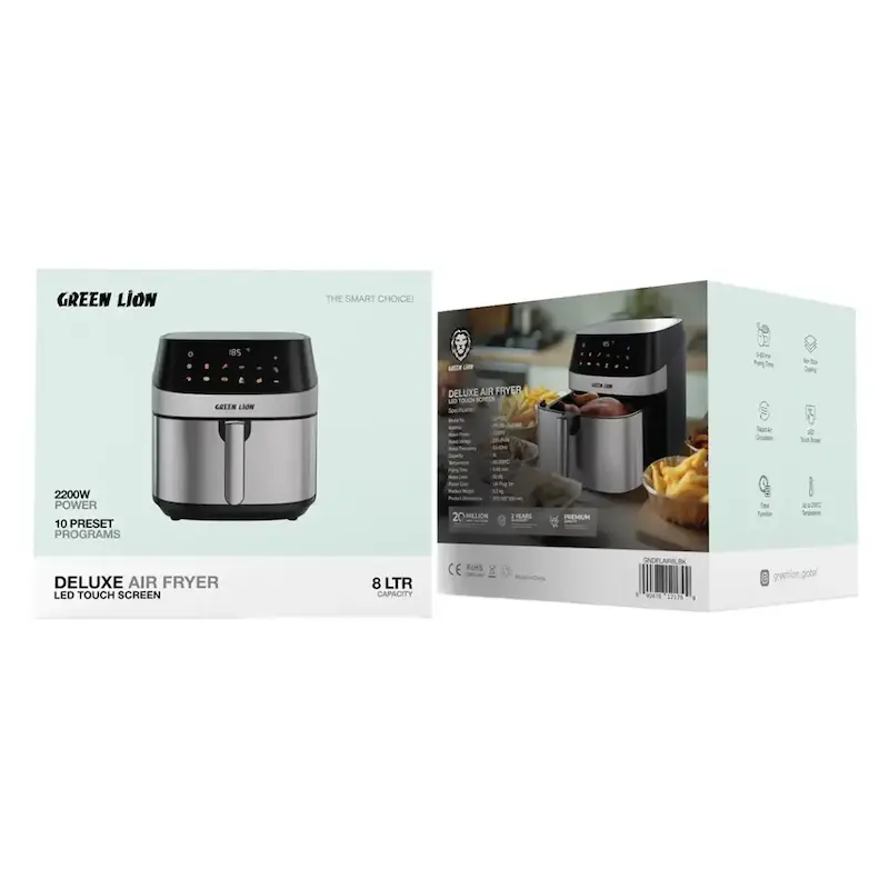 سرخ کن بدون روغن لوکس 8 لیتری گرین GNDELAIR8LBK   Green Lion Deluxe Air Fryer LED Touch Screen 8L  ایر فرایر  با گارانتی