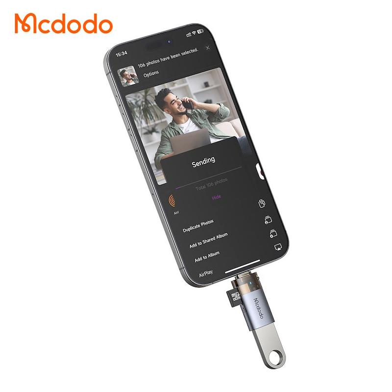 OTG مک دودو تبدیل USB A به تایپ C  و میکرو SD به تایپ C مدل OT-7600 با گارانتی