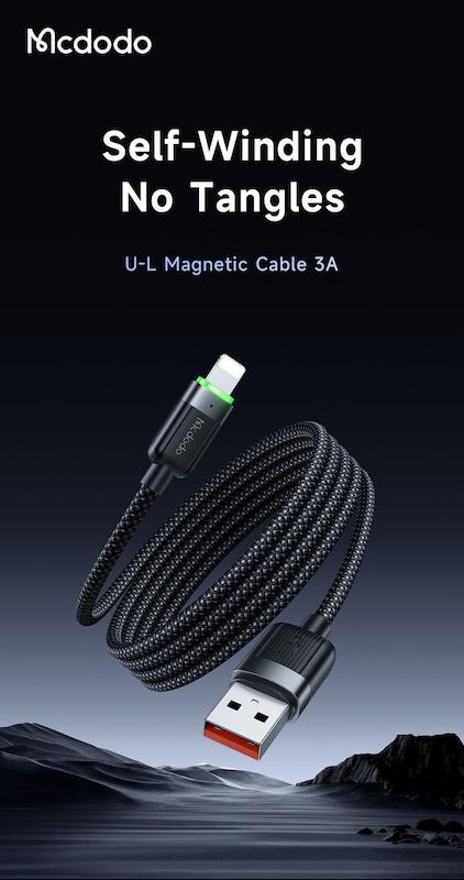 کابل فست شارژ مک دودو ( لایتنینگ به USB )مدل CA-600  مگنتی با گارانتی 