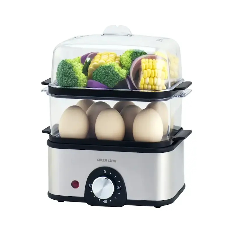 تخم‌مرغ‌پز گرین لاین، Green Lion Egg Cooker, بخارپز تخم‌مرغ 500W، بخارپز سبزیجات، GN3TREGGCKGY، بخارپز سه‌طبقه، دستگاه پخت تخم‌مرغ و بخارپز