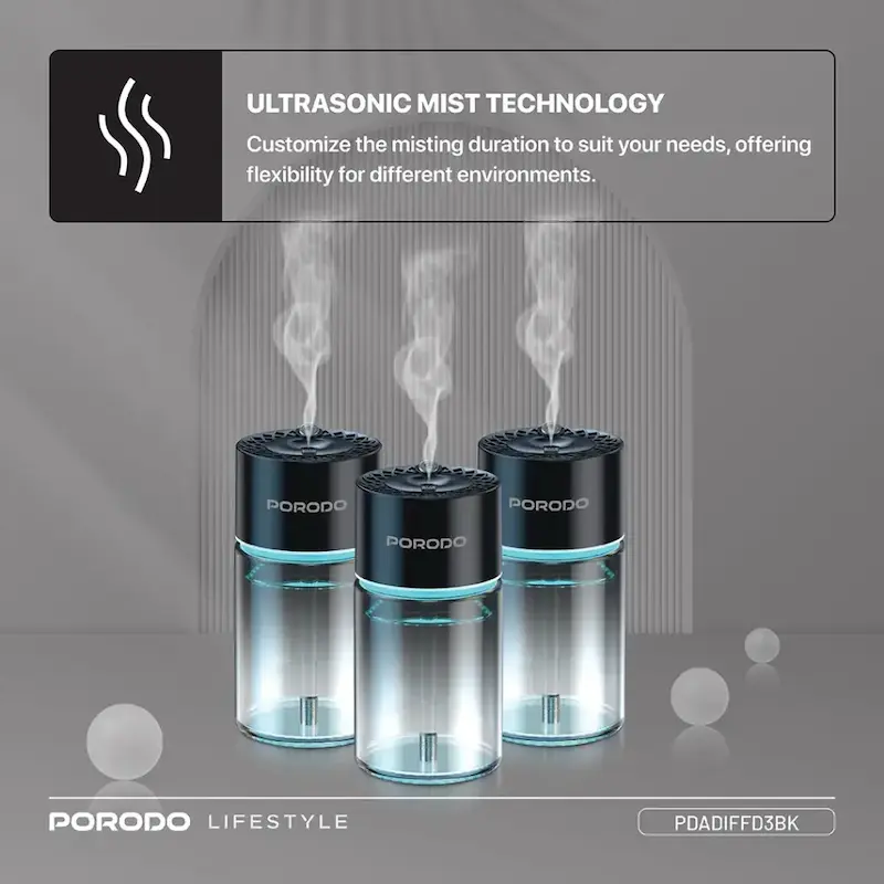 خوشبوکننده هوشمند هوا پرودو، Porodo Valencia، Porodo Aroma Diffuser، PDADIFFD3BK، دیفیوزر هوشمند، خوشبوکننده هوا خانگی