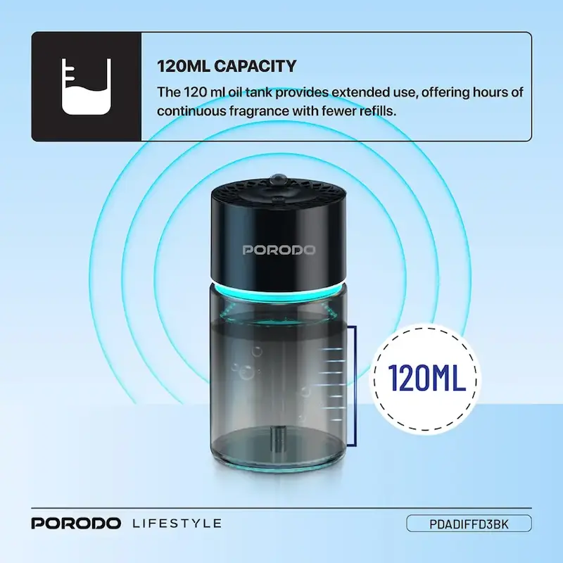 خوشبوکننده هوشمند هوا پرودو، Porodo Valencia، Porodo Aroma Diffuser، PDADIFFD3BK، دیفیوزر هوشمند، خوشبوکننده هوا خانگی
