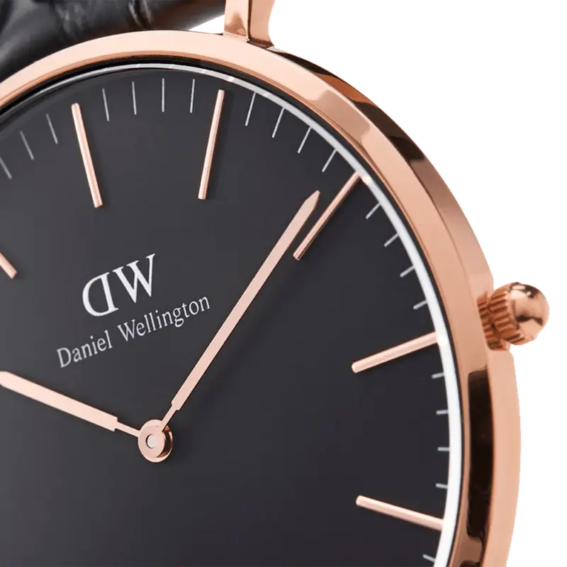 ساعت دنیل ولینگتون Classic Reading Black Rose Gold 