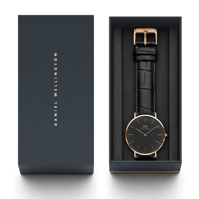 ساعت دنیل ولینگتون Classic Reading Black Rose Gold 