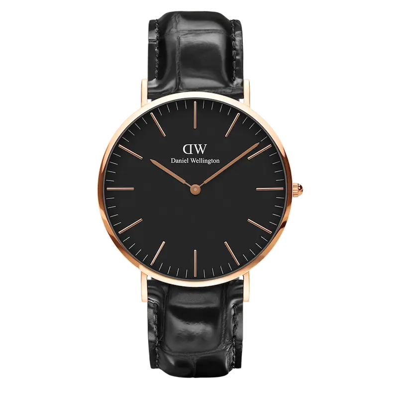 ساعت دنیل ولینگتون Classic Reading Black Rose Gold 