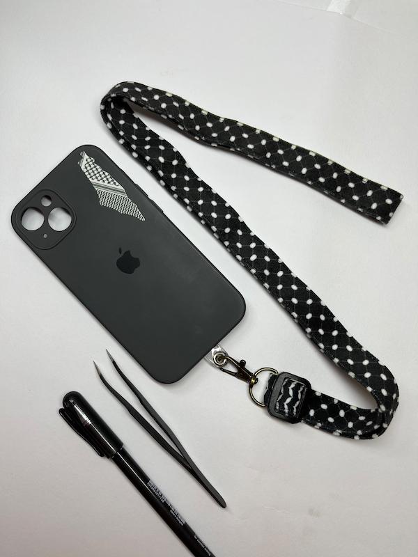 بند موبایل گردنی کوفیه فلسطینی با پد آویز